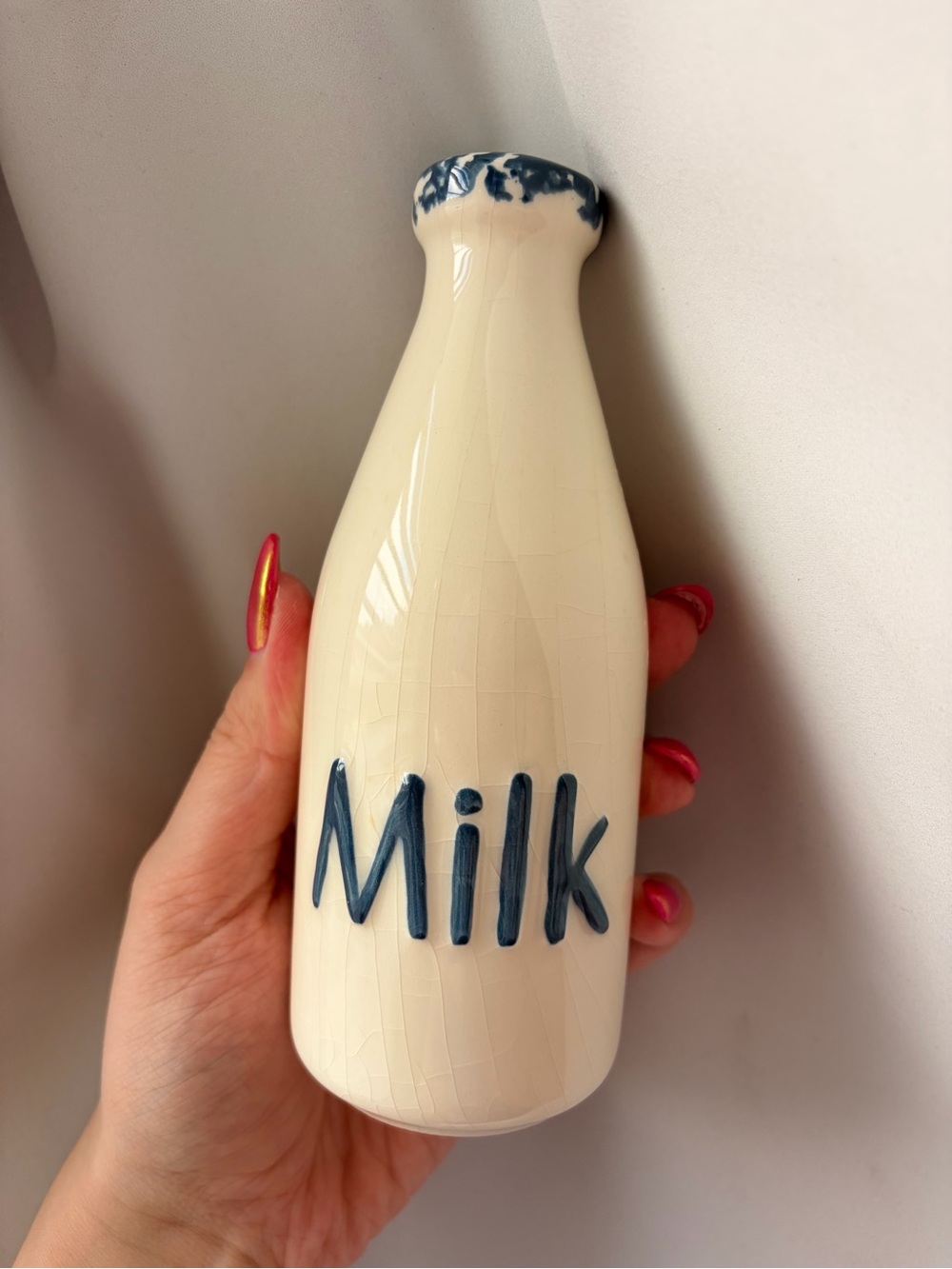 Longaberger ceramic miniature milk bottle